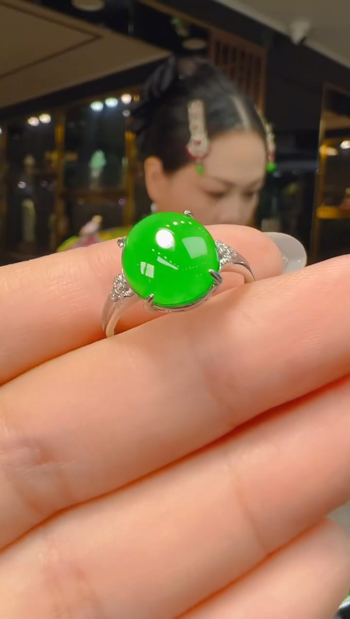 银S925镶嵌戒指翡翠069(多样性发货发其一)