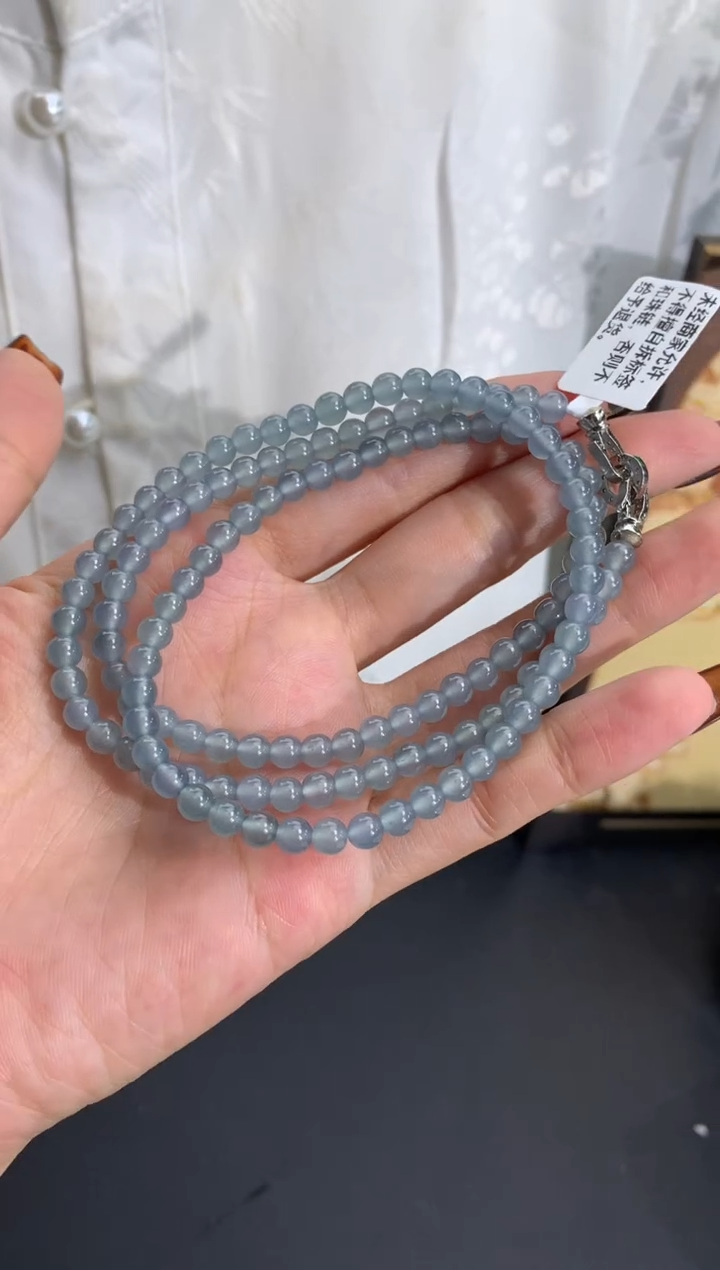 未镶嵌手串翡翠冰蓝 卡4.6mm（危地马拉