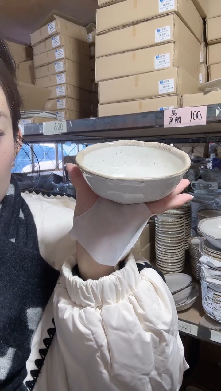 陶瓷白唐津12.5cm钵一个