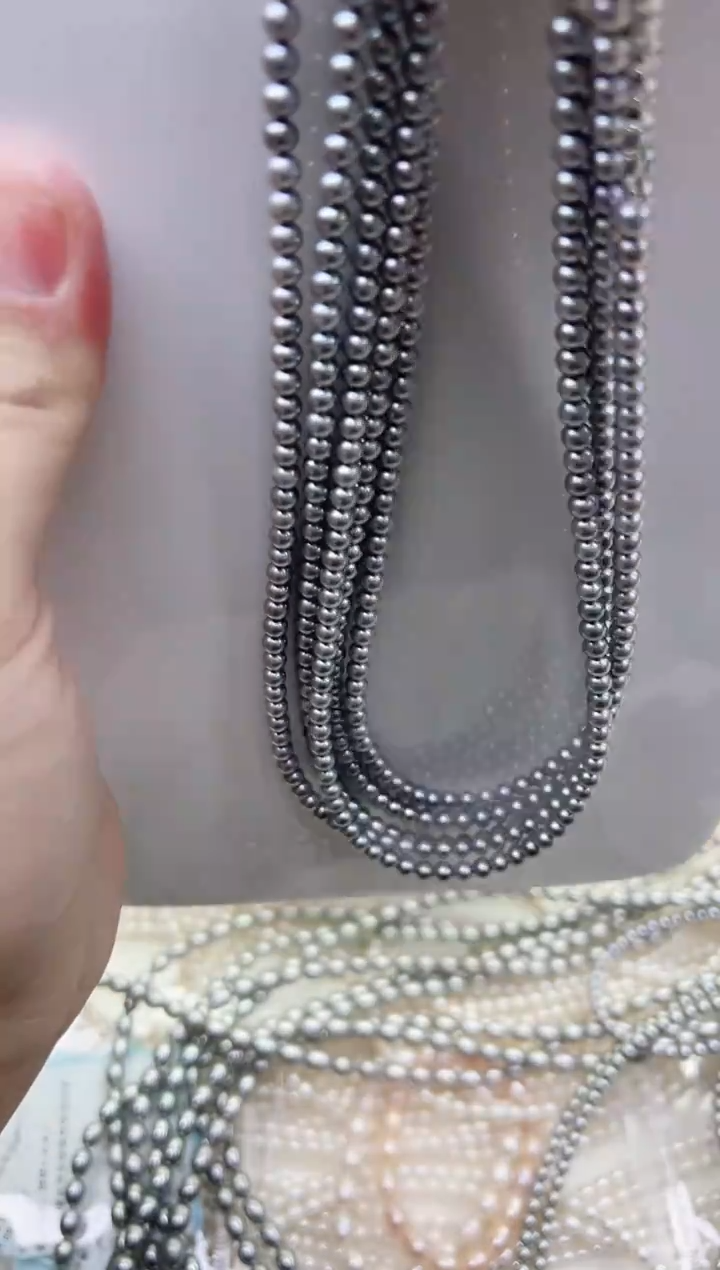 项链未镶嵌淡水珍珠灰色近正圆4.5mm