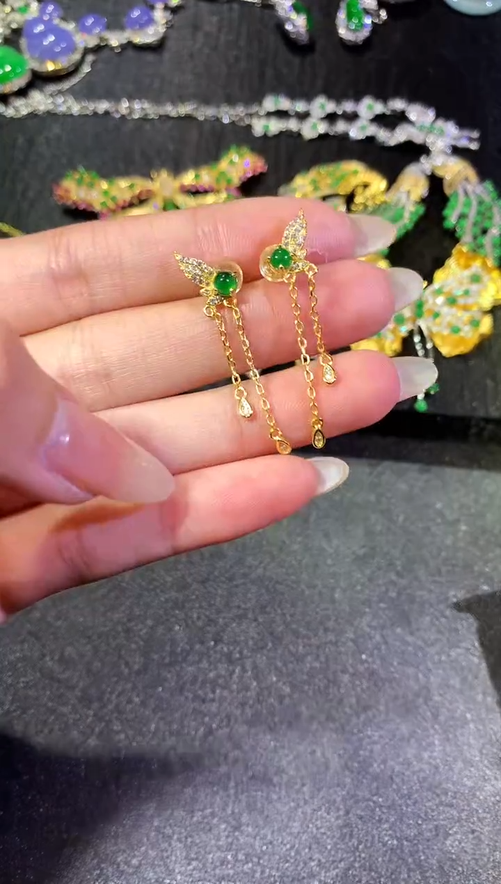 【闪购商品】翡翠耳饰银S925镶嵌140耳饰（多样性发货一件