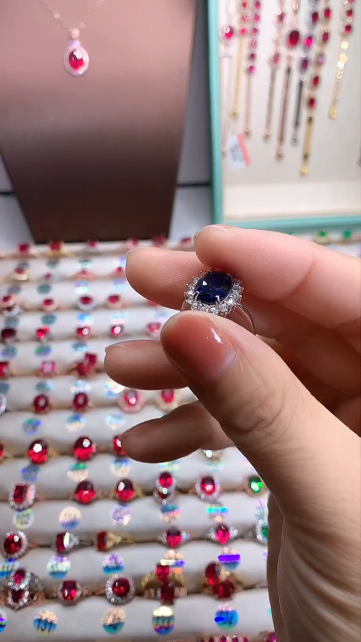 【闪购商品】蓝宝石戒指银S925镶嵌银色8.10