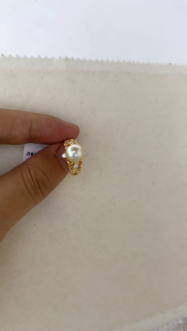 海水珍珠戒指银S925镶嵌戒指