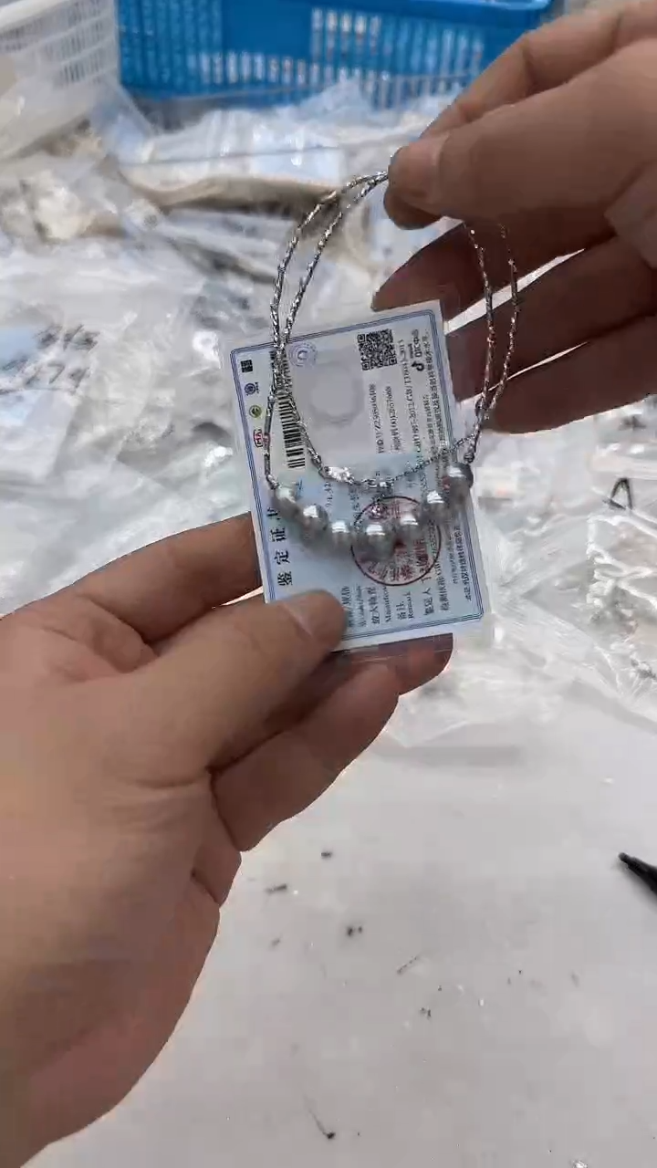 项链银S925镶嵌海水珍珠锦***璇7-8mm 真多麻微笑链-孤品