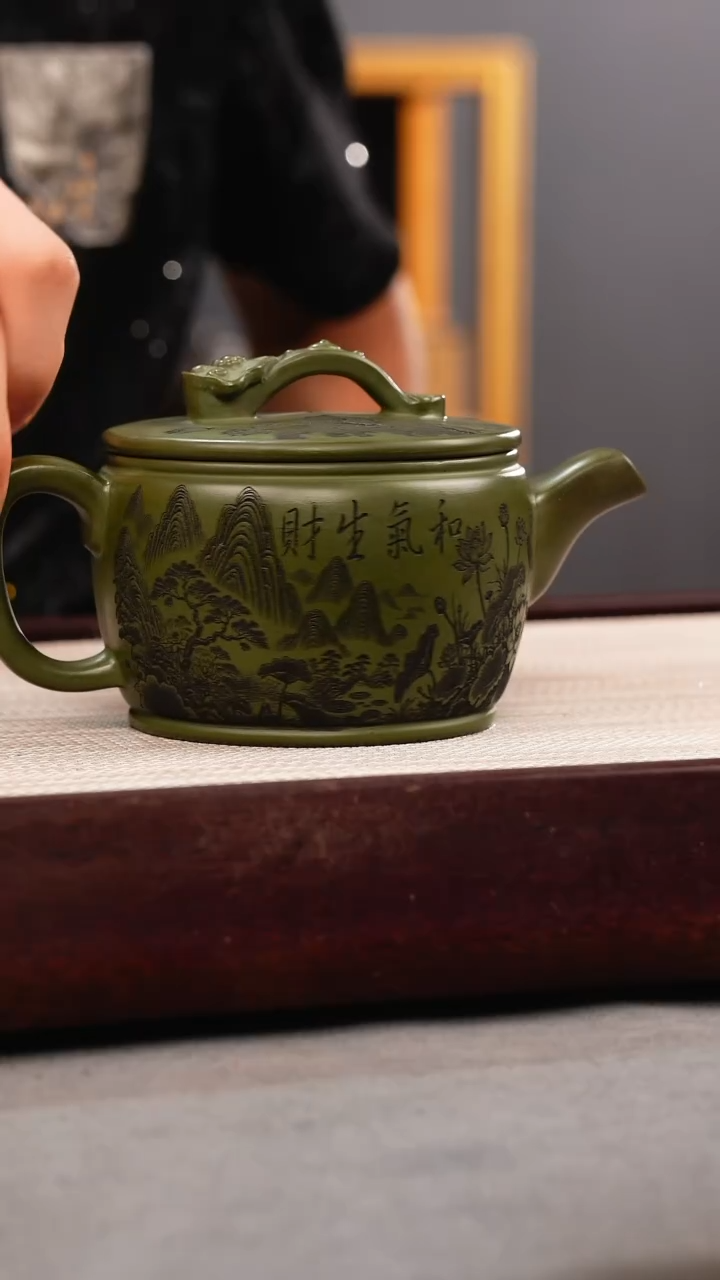 茶壶紫砂绿泥 如意汉瓦 和气生财