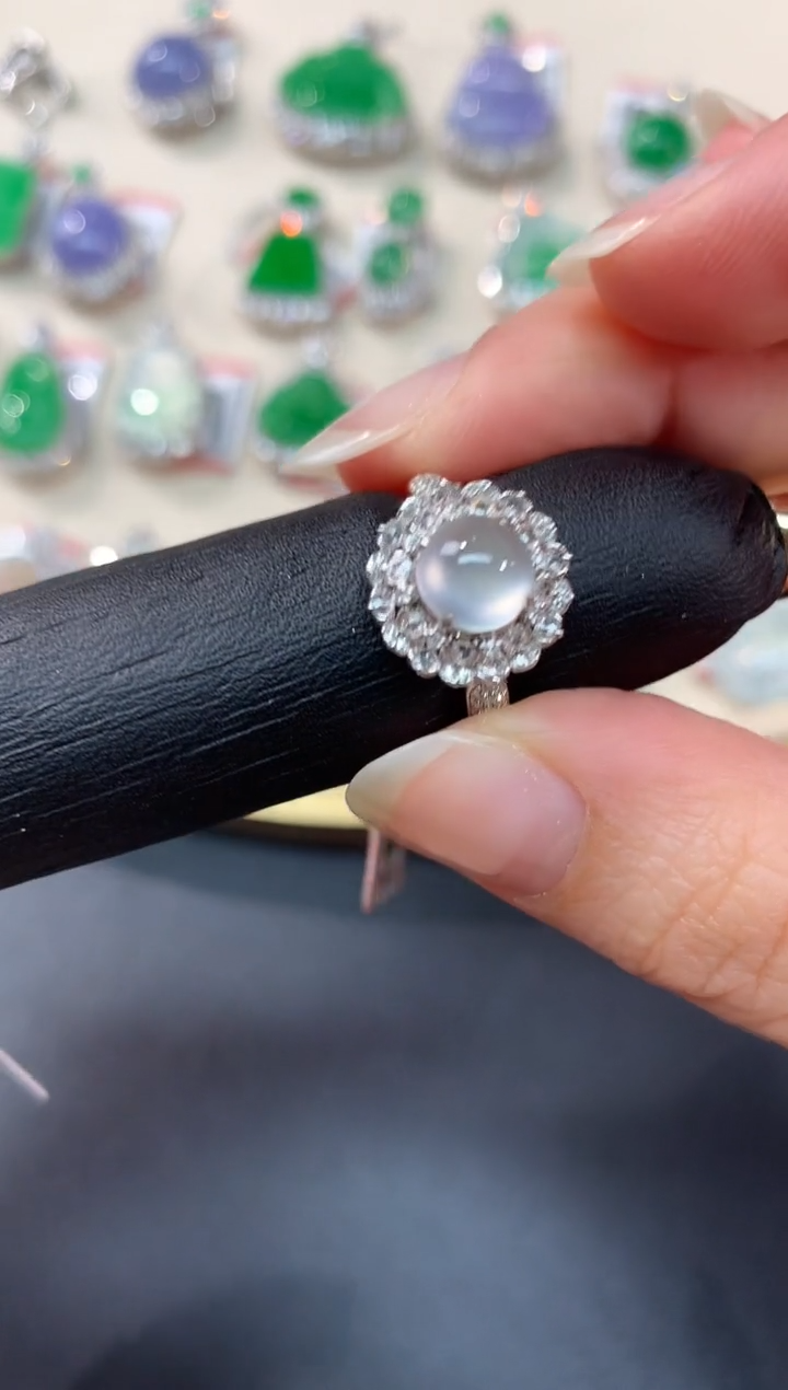 【闪购商品】翡翠戒指18K金镶嵌戒指A34|11000