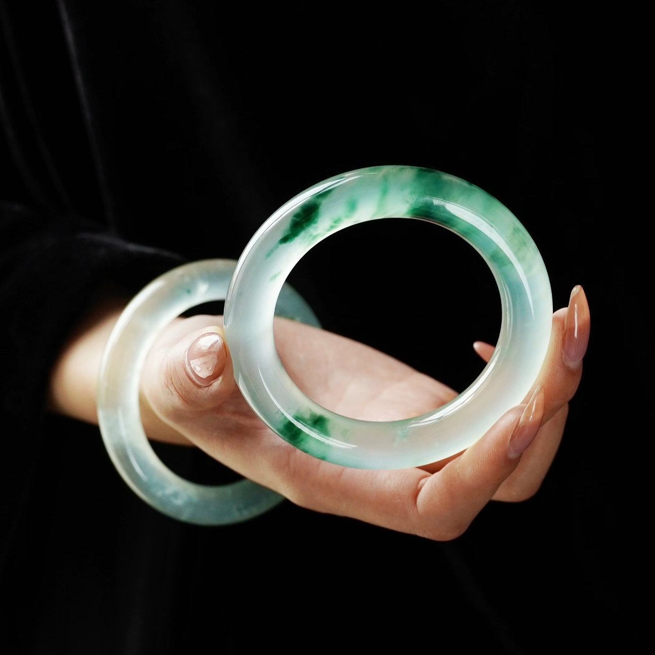 时尚缅风美人承翠冰透手镯