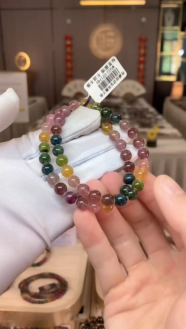 未镶嵌老矿碧玺彩虹冰体单圈手串7mm+碧玺多样性发货一条xion