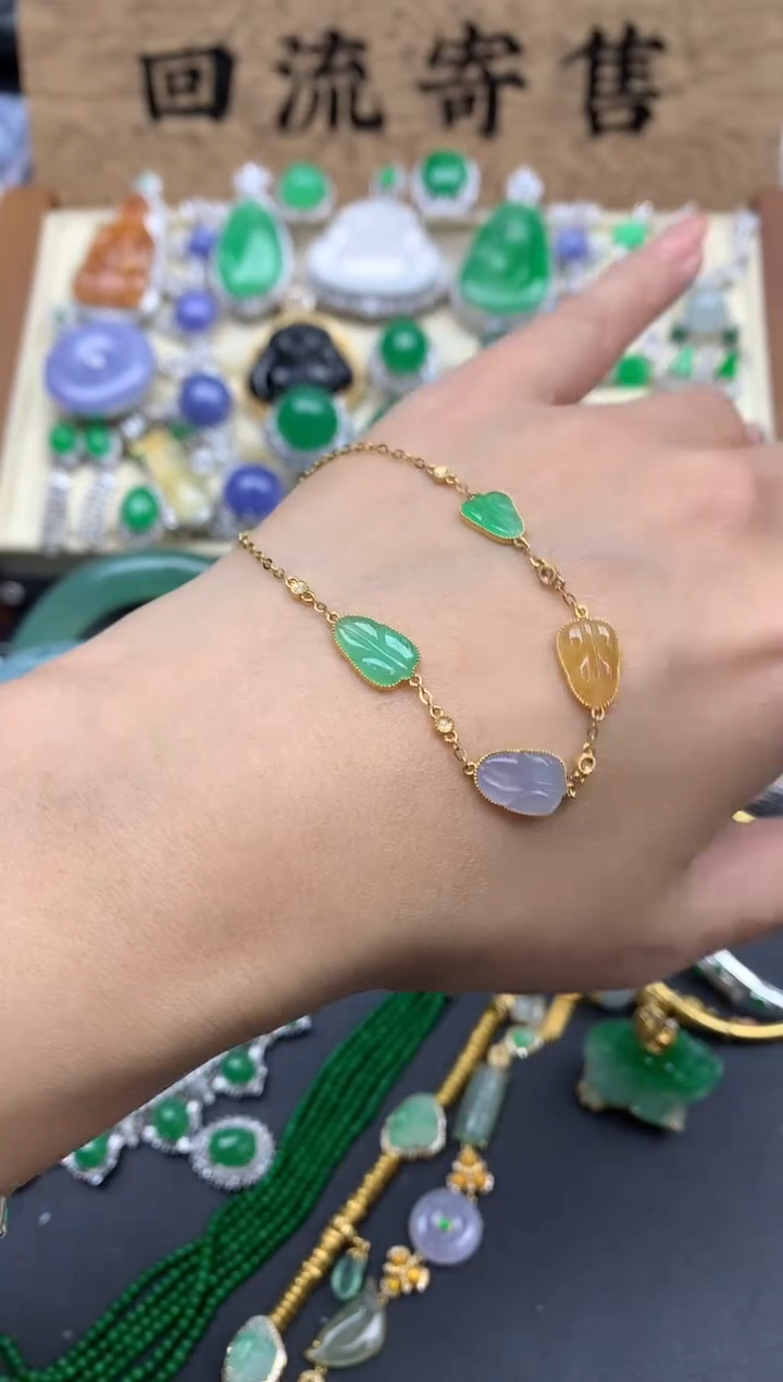 【闪购商品】翡翠手串18K金镶嵌249-中国好珍宝