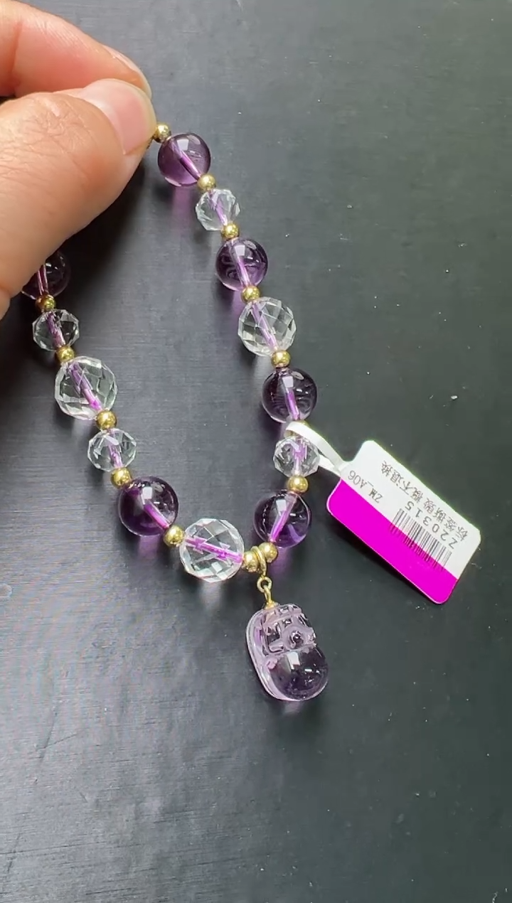 【闪购商品】水晶单圈未镶嵌九紫之爱财设计手串 Z20315