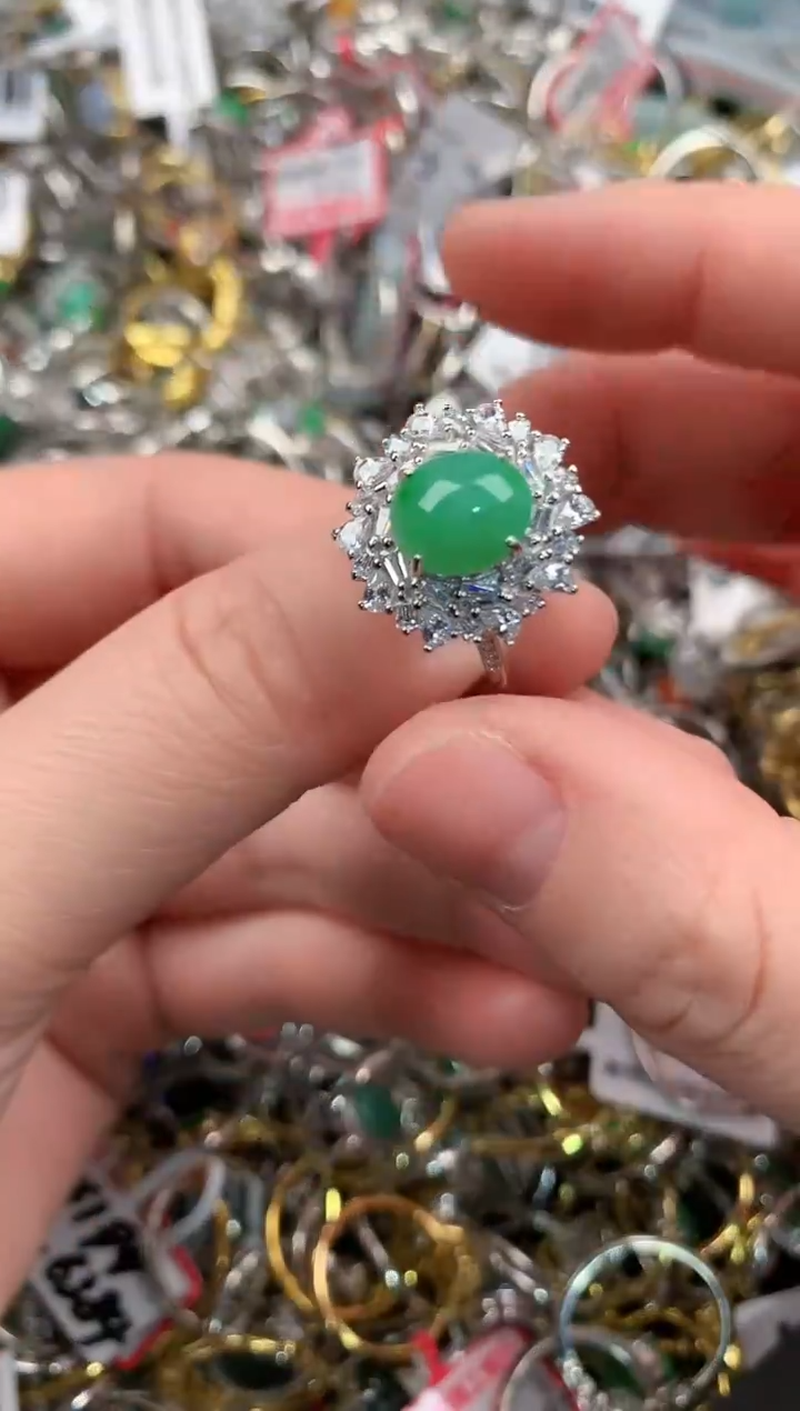 银S925镶嵌戒指翡翠999   4