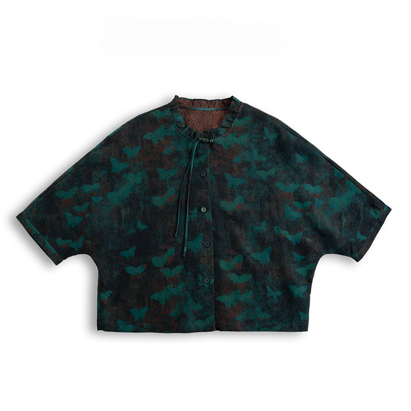 香云纱（念安）冠乐绉新中式时尚国风百搭宽松复古上衣-60084