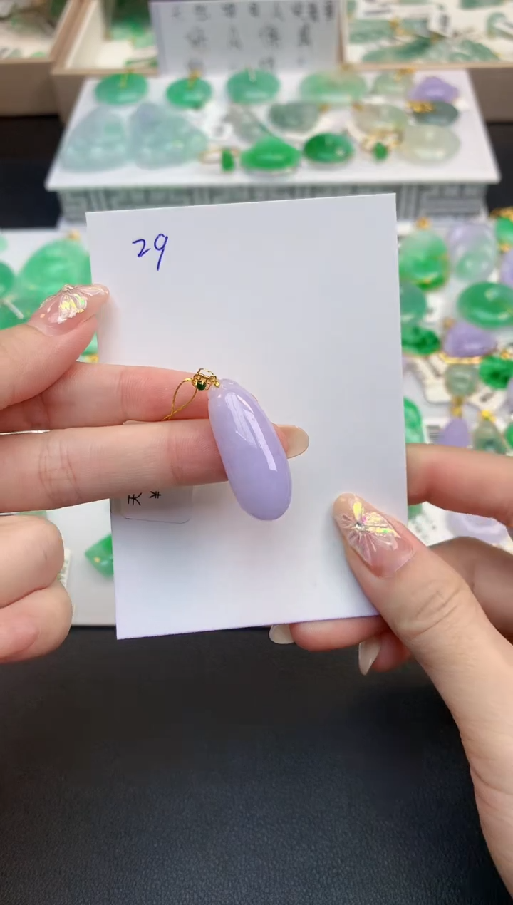 颈饰18K金镶嵌翡翠天然缅甸A货翡翠