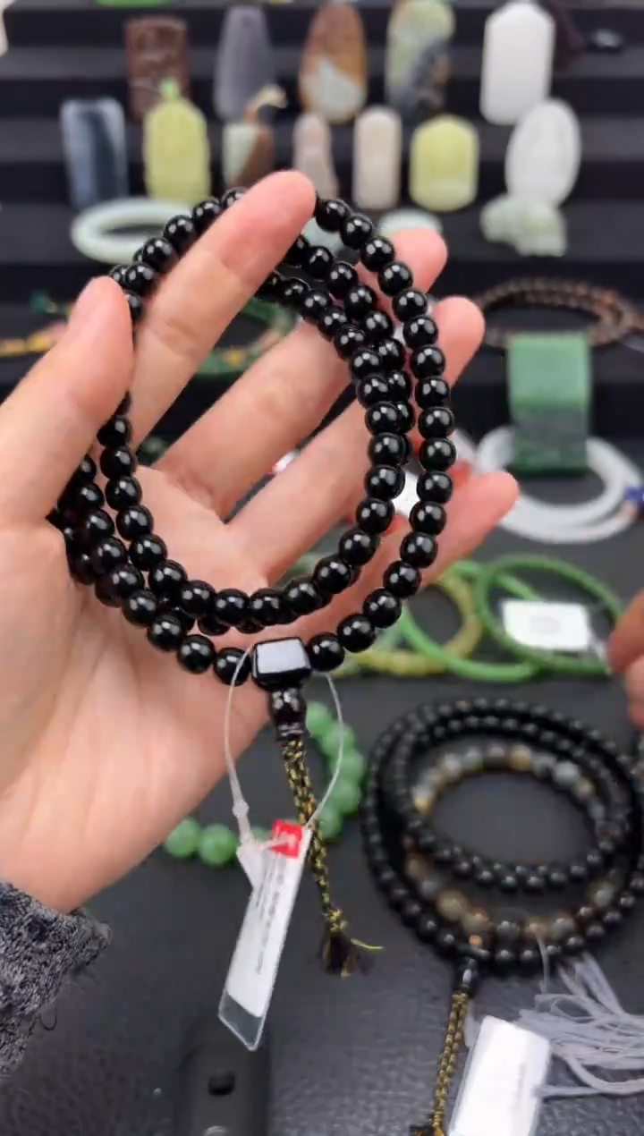 未镶嵌和田玉挂件7mm塔青老型108