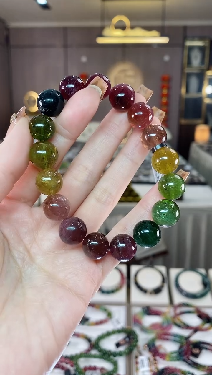 【闪购商品】碧玺单圈手串12mm+未镶嵌一物一证dan