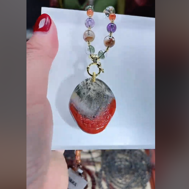 【百晶灵儿】天然水晶红极光绿度母定制款