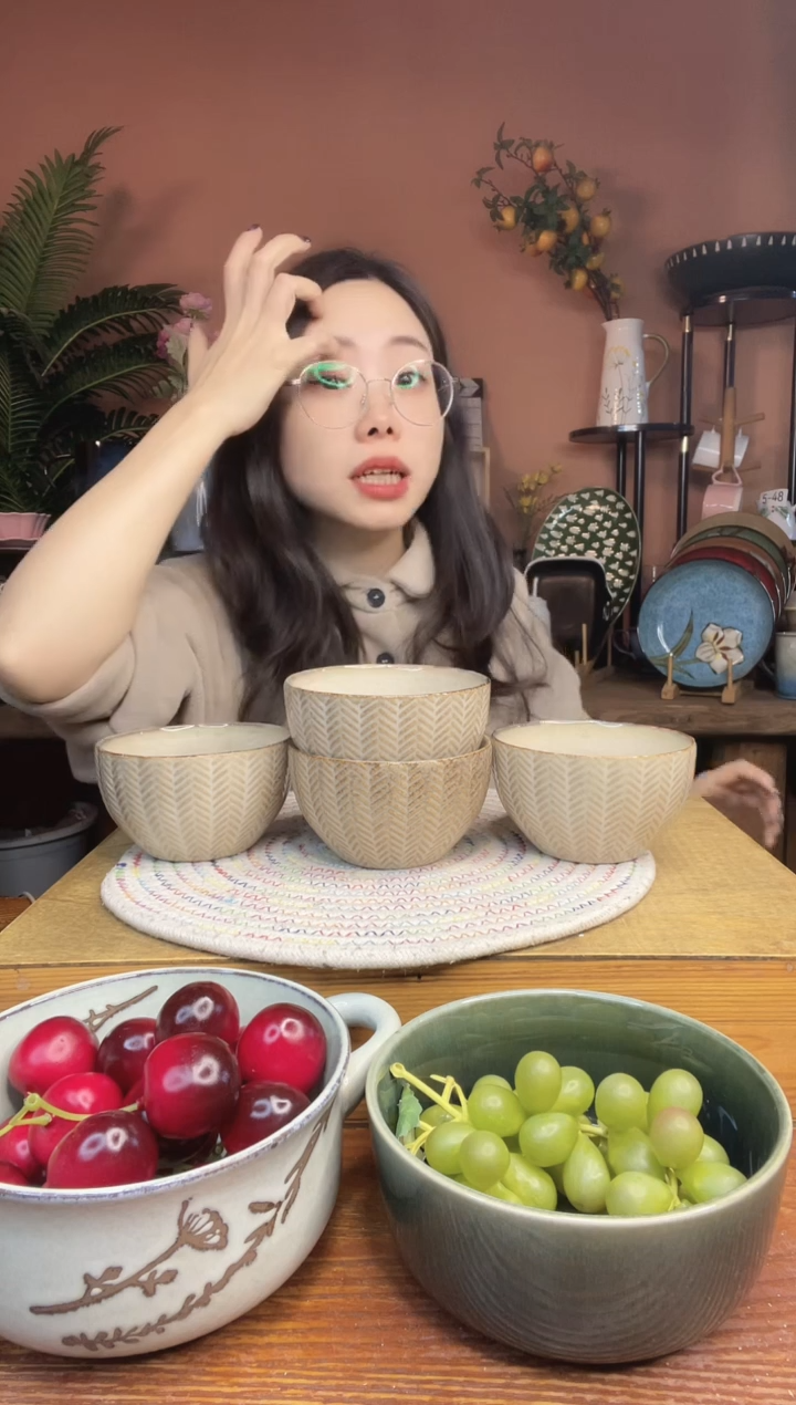 陶瓷4.5英寸麦穗米复古米饭碗 4件 微瑕疵