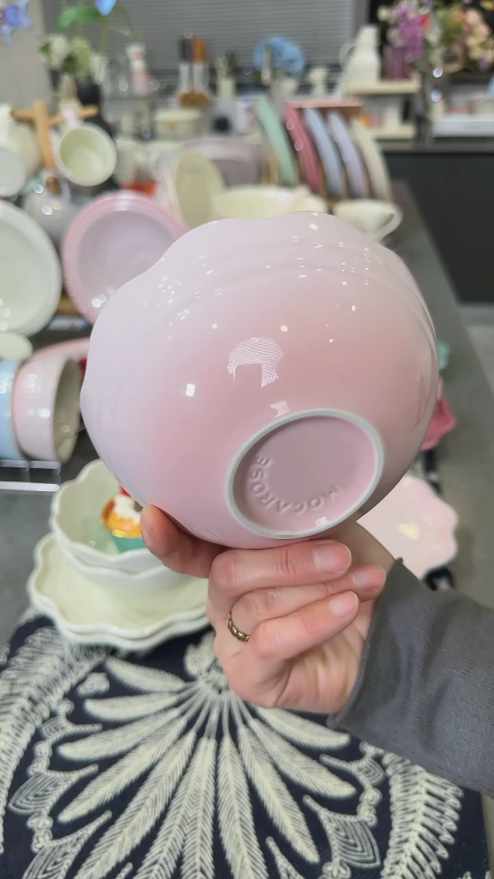 【闪购商品】瓷炻彩花边碗14cm-樱花粉