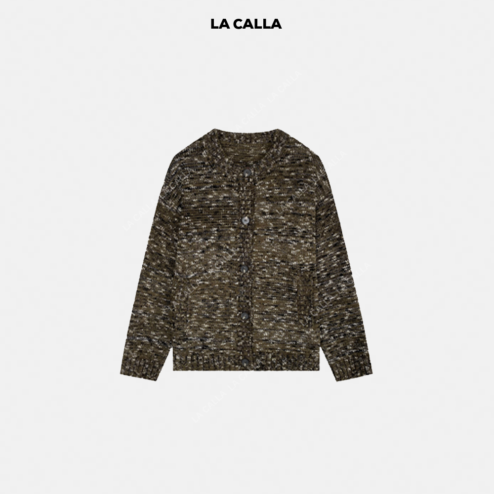 LA CALLA氛围花纱深咖色设计师秋冬季宽松花色开衫外套H730