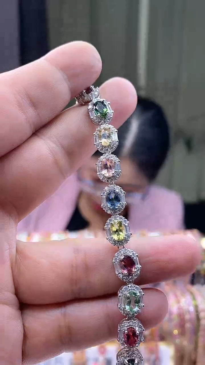 【闪购商品】碧玺手链银S925镶嵌6634634564654645