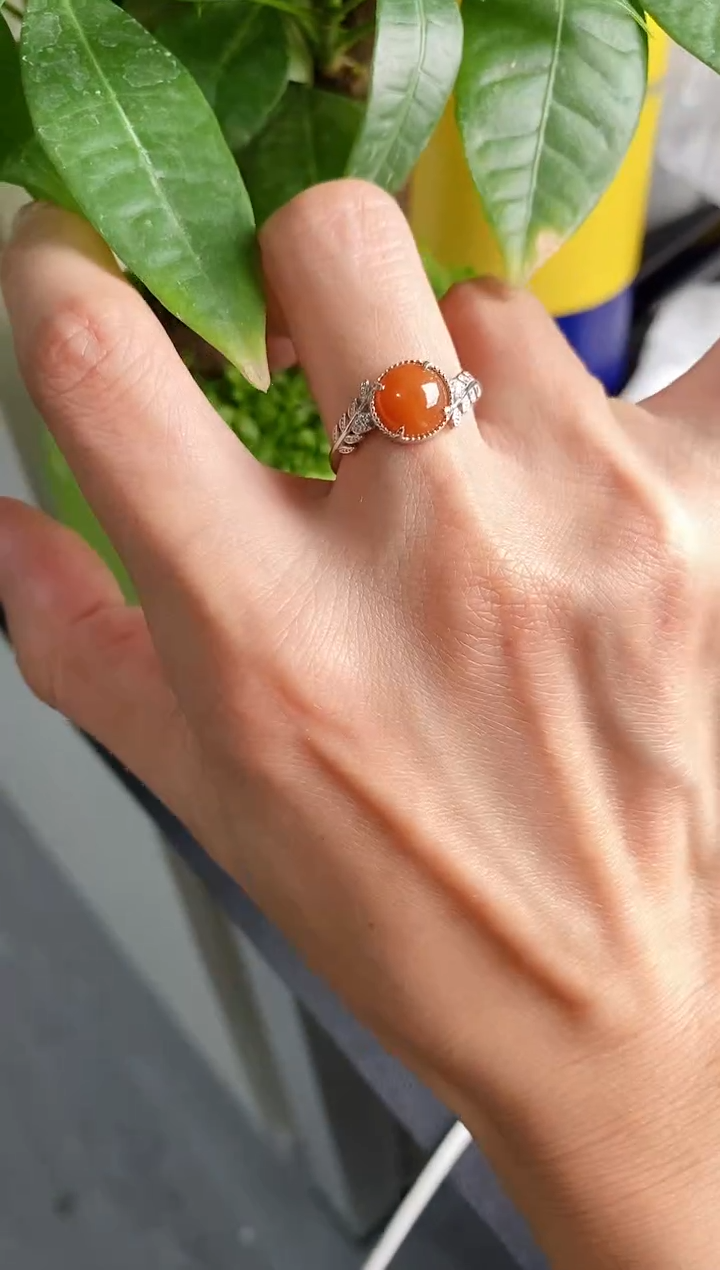 【闪购商品】翡翠戒指银S925镶嵌缅甸天然A货翡翠333    7-3