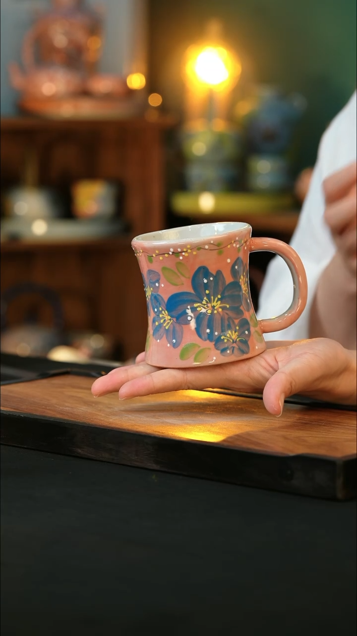 杯手绘心瓷陶瓷浮力