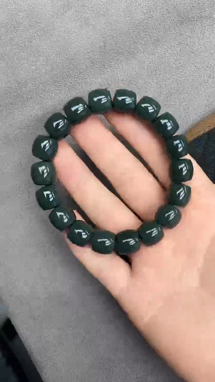 未镶嵌手串和田玉纯天然新疆且末青玉蓝调12直切