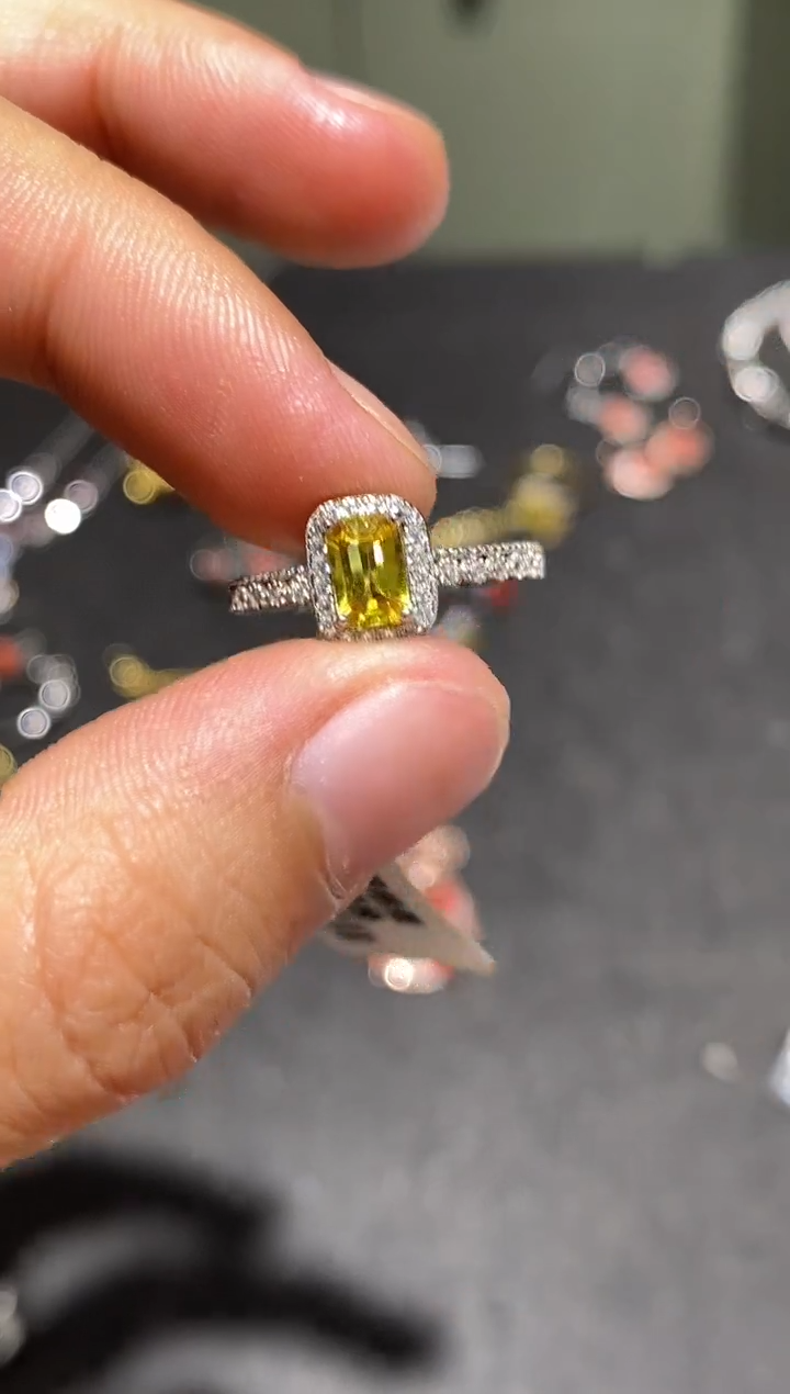 戒指蓝宝石银S925镶嵌戒指