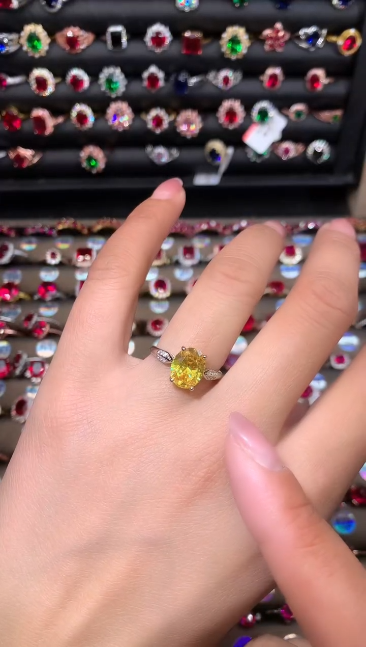 【闪购商品】水晶戒指银S925镶嵌黄水晶