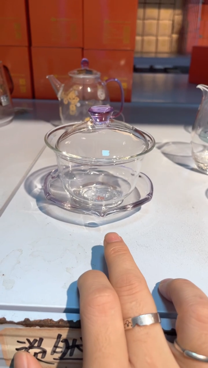 禾器/禅语盖碗/浅紫