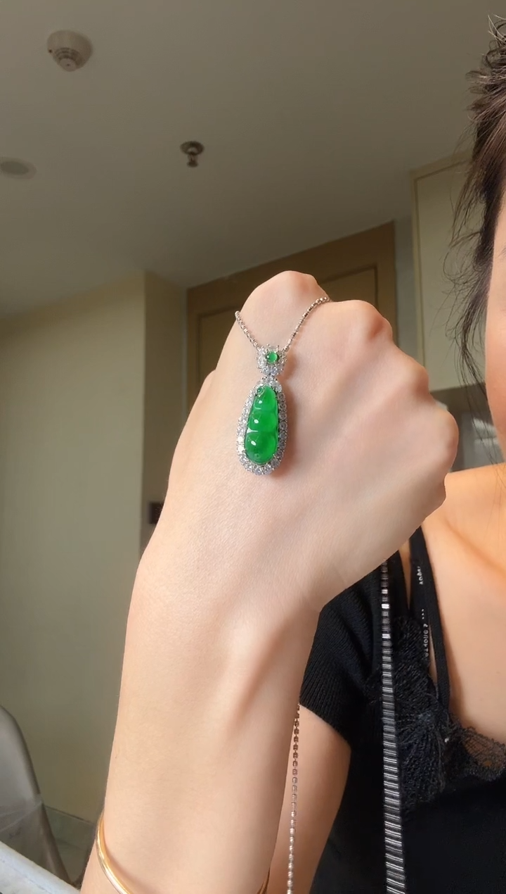 翡翠银S925镶嵌吊坠(不含链)天然翡翠吊坠