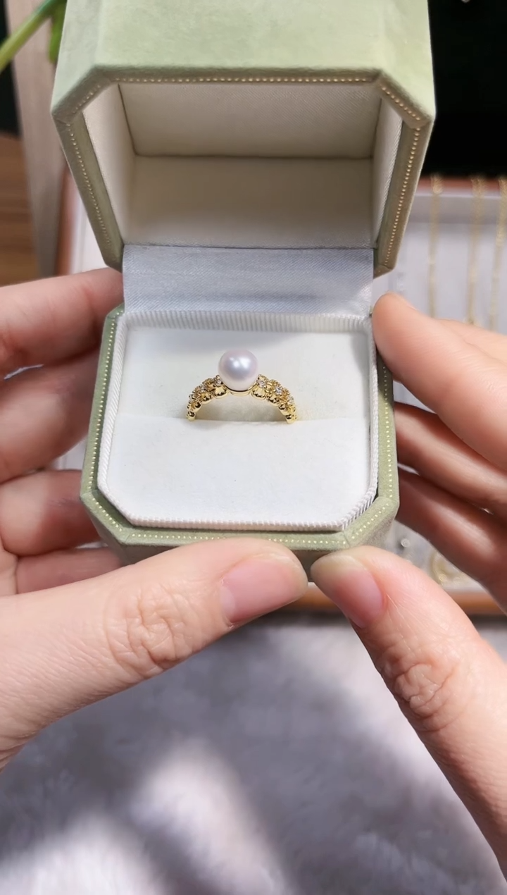 合金淡水珍珠珠宝奇石015金色白珠