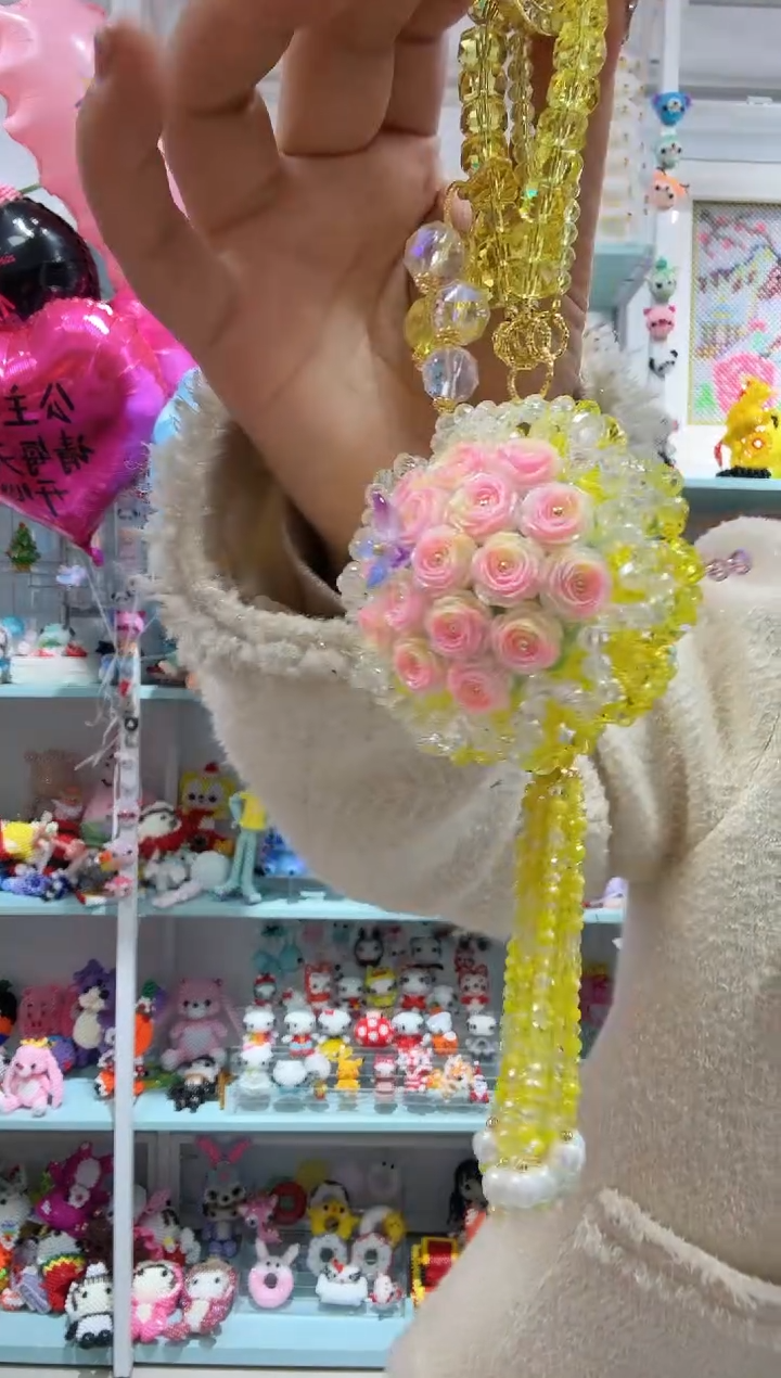 玻璃31002卡4水晶软胶手捧花流苏款-柠檬黄