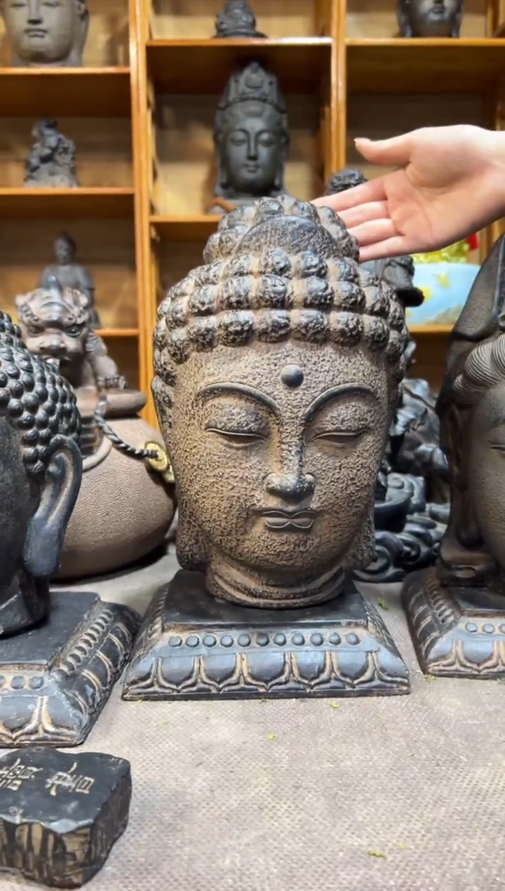 陶土【火山泥】大佛首+莲花底座