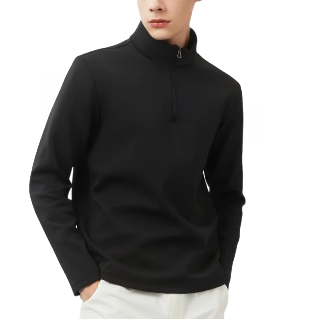 男款秋冬小立领弹力透气半拉链男士户外休闲运动抓绒长袖