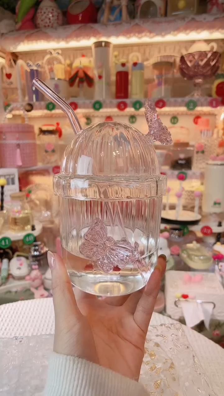 【闪购商品】摆件蝶恋花吸管杯品质好，发货快，放心拍