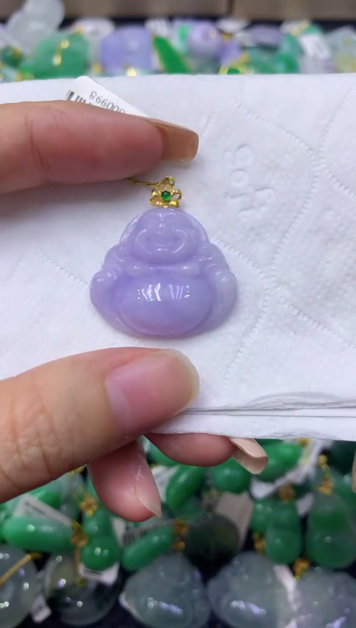 颈饰18K金镶嵌翡翠天然缅甸翡翠A货