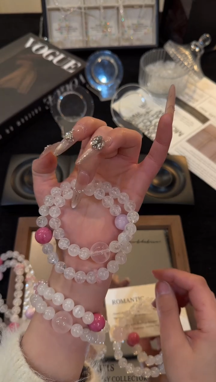 未镶嵌手链水晶白阿赛双圈x3563