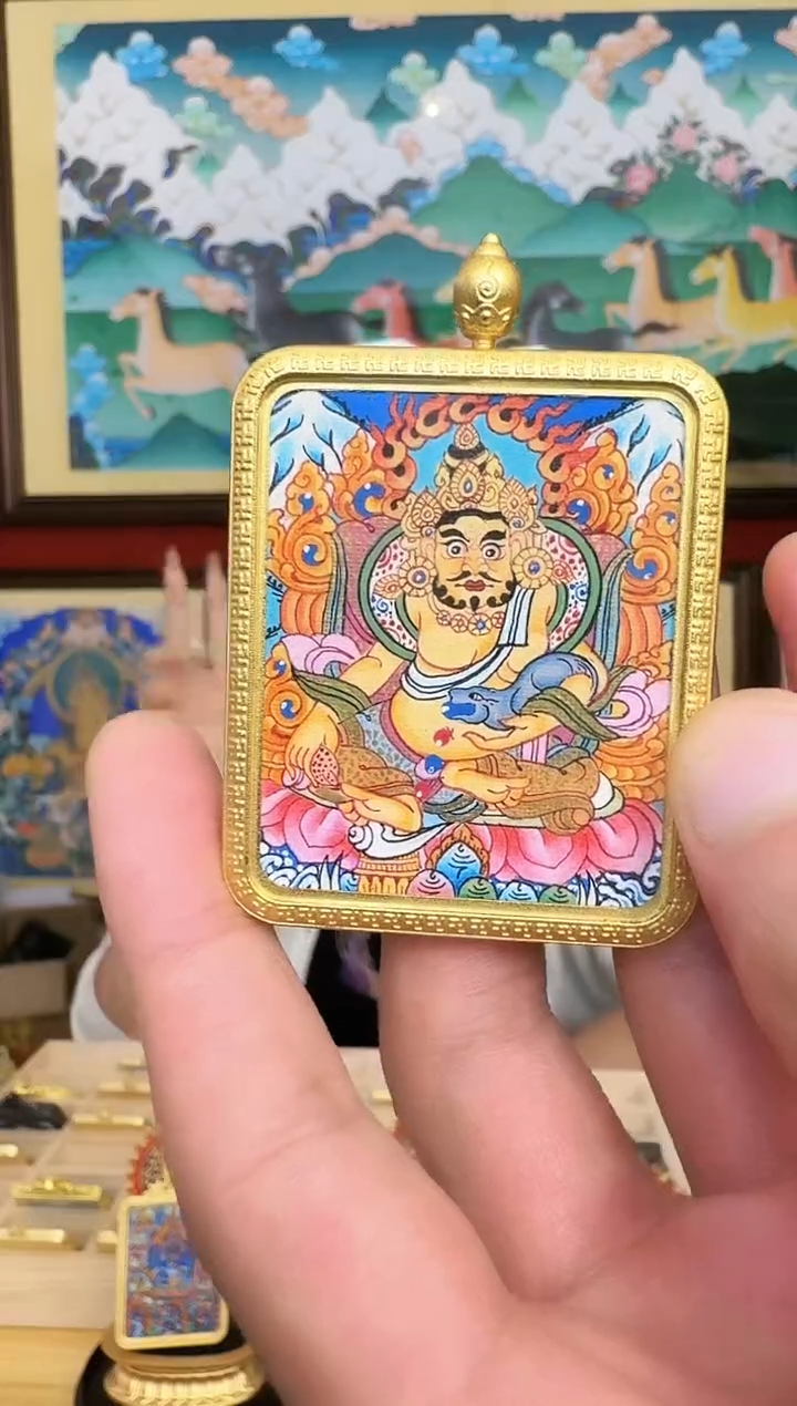 吊坠黄财神-热贡纯手绘周毛