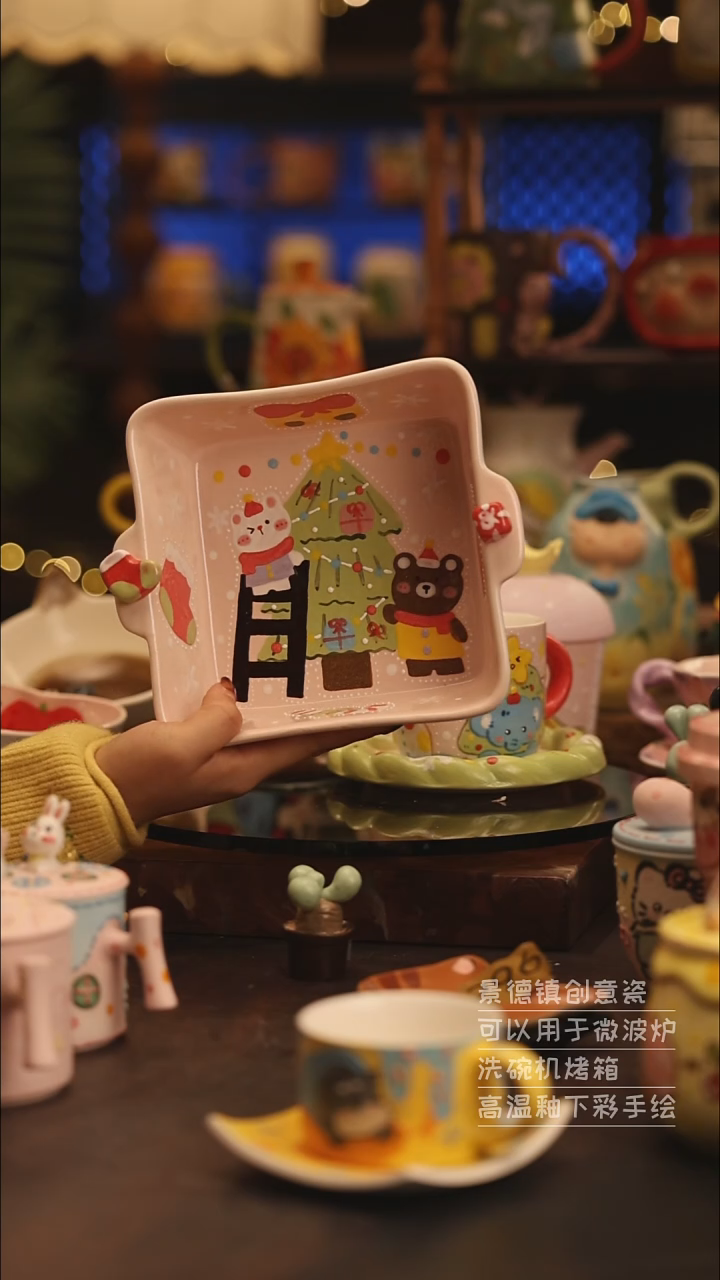 陶瓷景德镇可爱陶瓷釉下彩绘设计师款