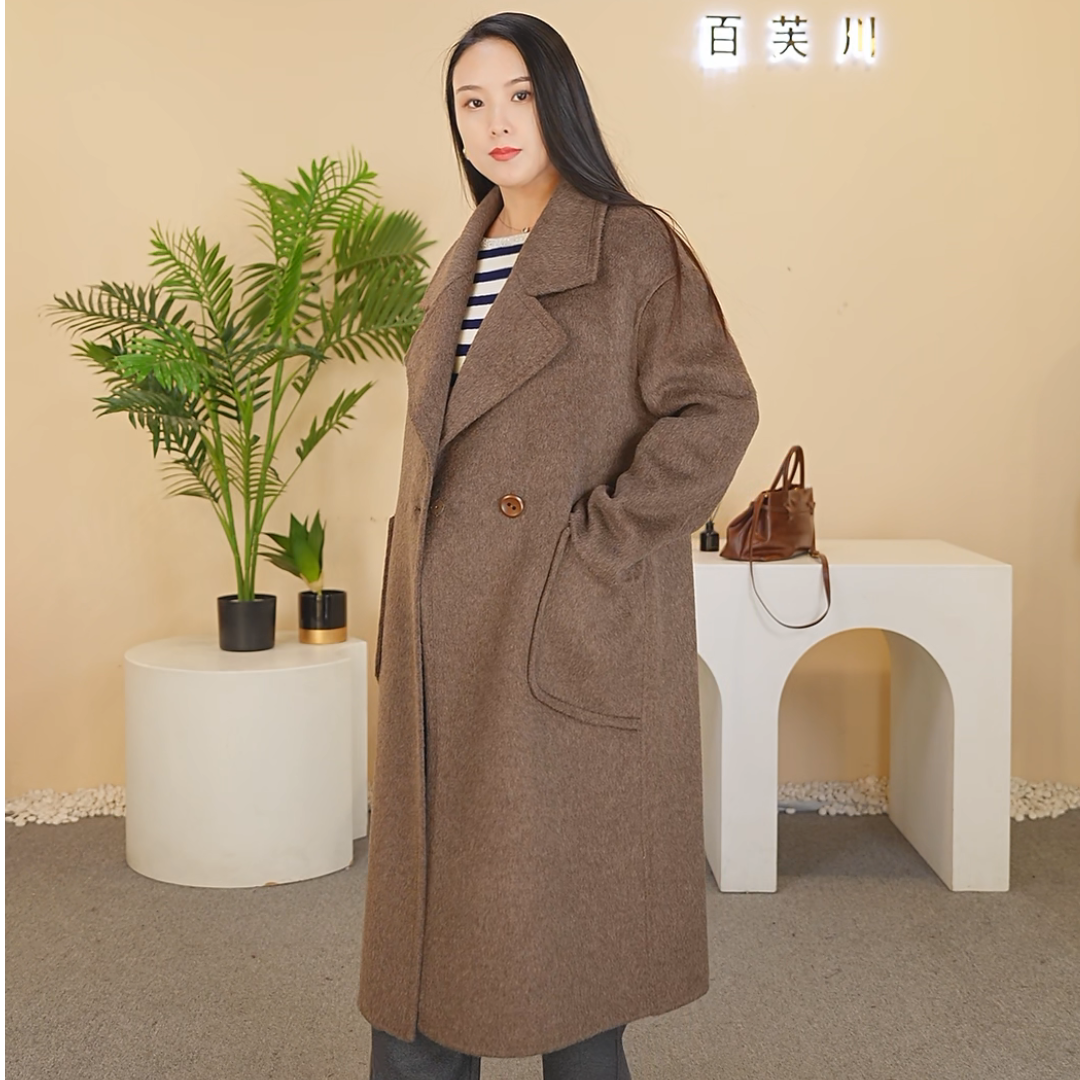 PARKVIEW/百芙川双面呢时尚休闲百搭女士羊绒毛呢中长款WK155-1