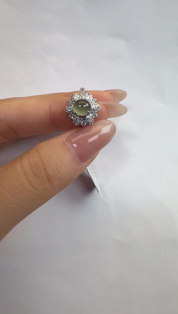 银S925镶嵌戒指翡翠925银镶A货翡翠戒指37