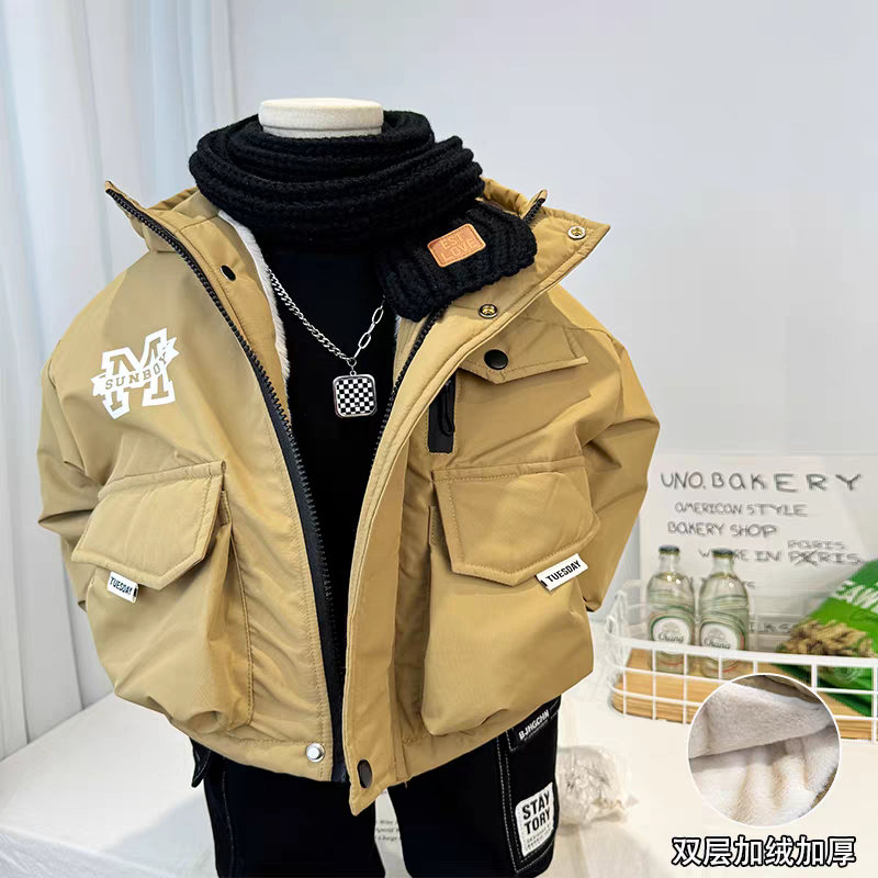 1137 男童工装版型加绒棉服冬季