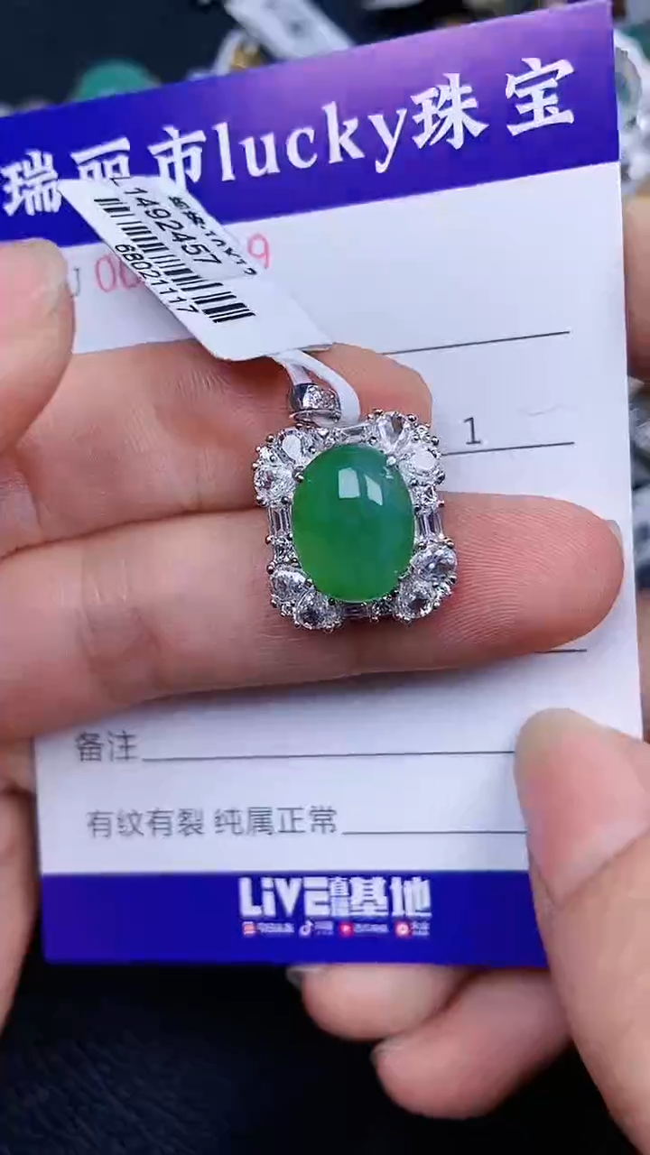 颈饰银S925镶嵌翡翠0409