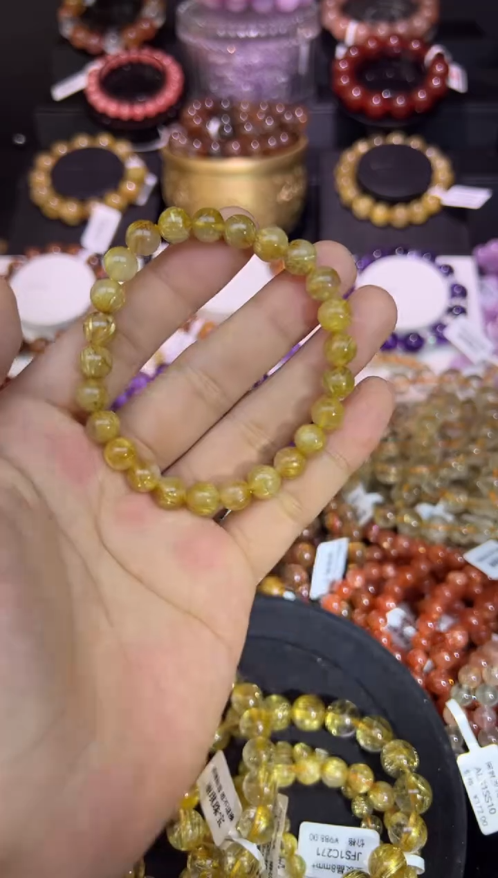 未镶嵌手串水晶金发晶7mm+