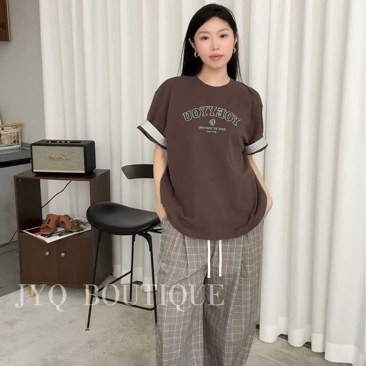 JYQ-YOEYYOU设计师品牌拼接宽松T恤