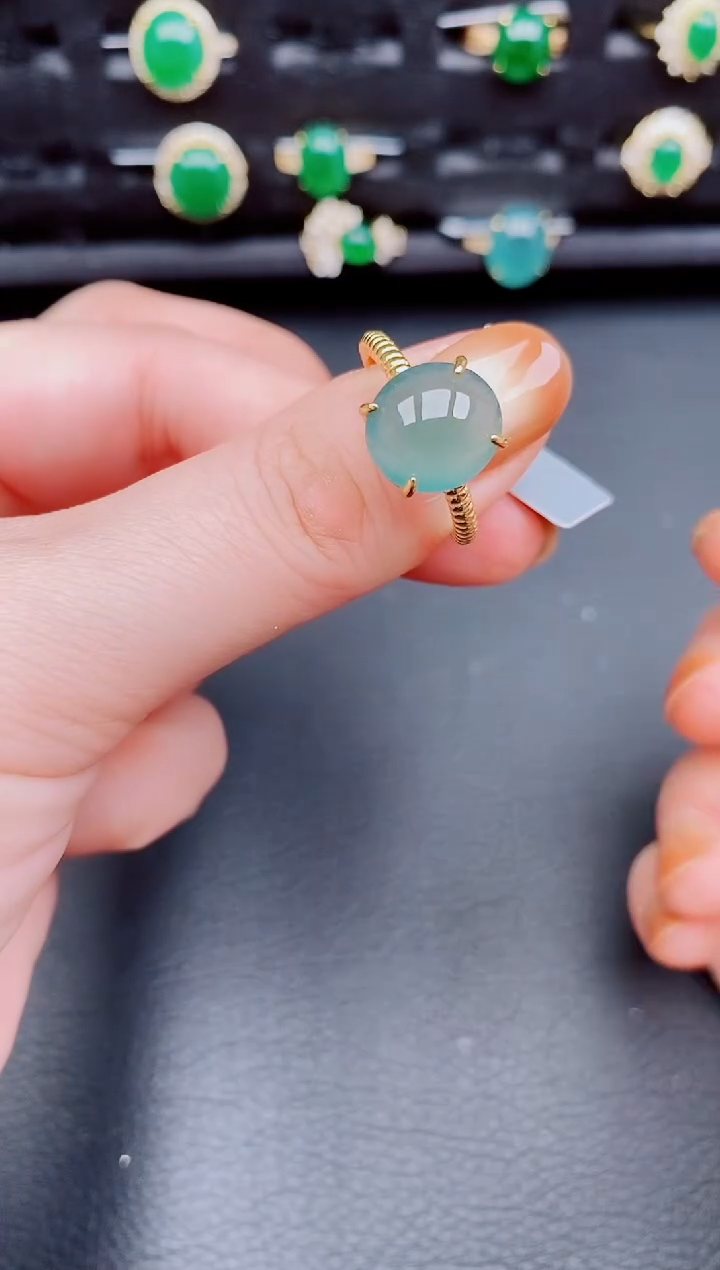 【闪购商品】翡翠戒指银S925镶嵌天然a货翡翠228