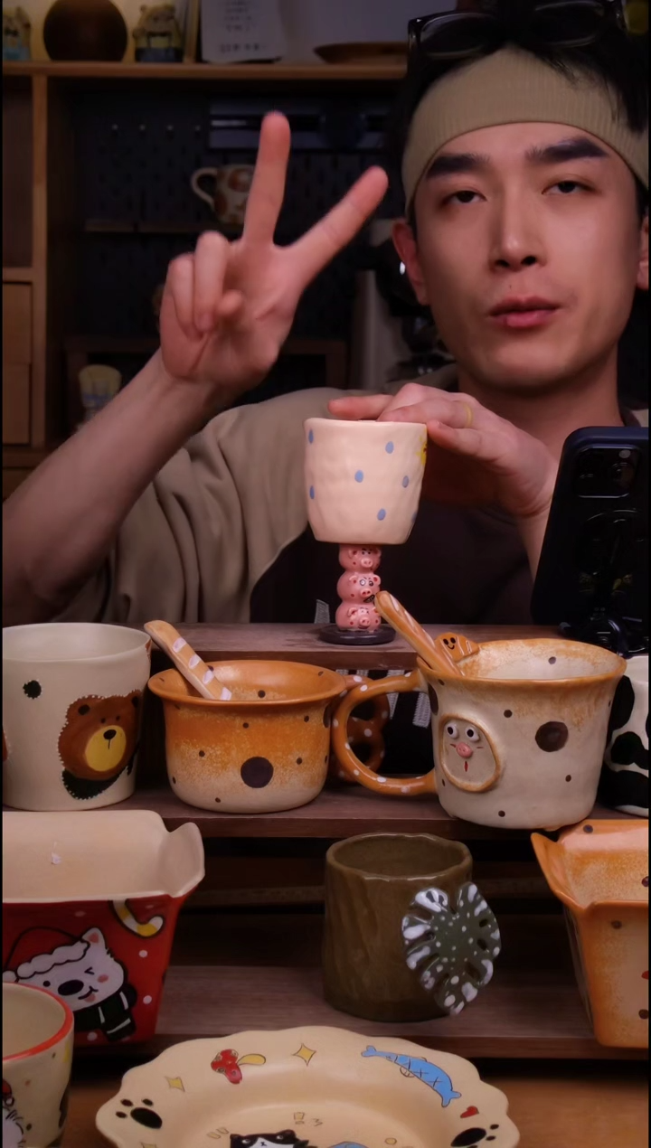 杯子陶景德镇可爱设计师款陶瓷