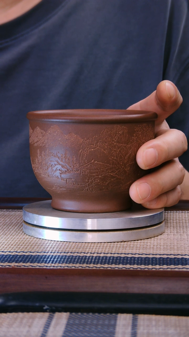 茶杯紫砂小*蕾深井紫泥杯子