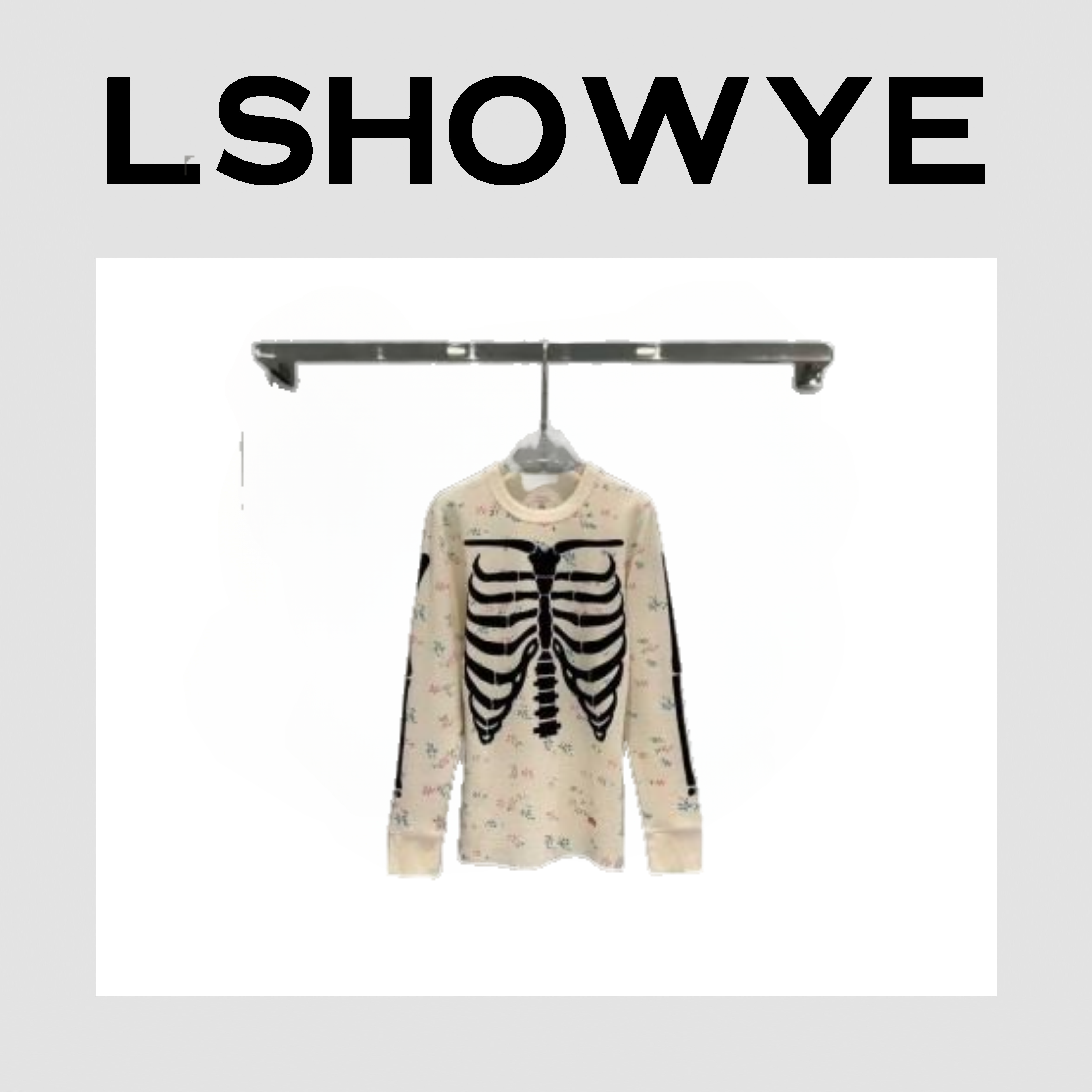 LSHOWYE｜碎花骷髅华夫格长袖T恤m1938